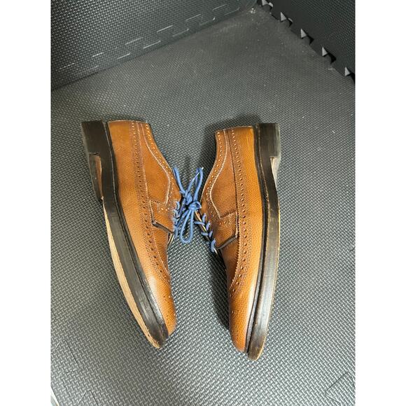 Allen Edmonds MacNeil Brown Leather‎ Long Wingtip Shoes Blue Laces Size 7D 9247 - Picture 7 of 10